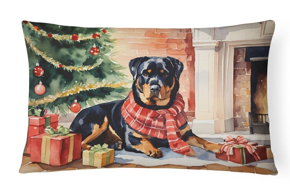 2968 DAC2736PW1216 Rottweiler Cozy Christmas Throw Pillow Machine Washable